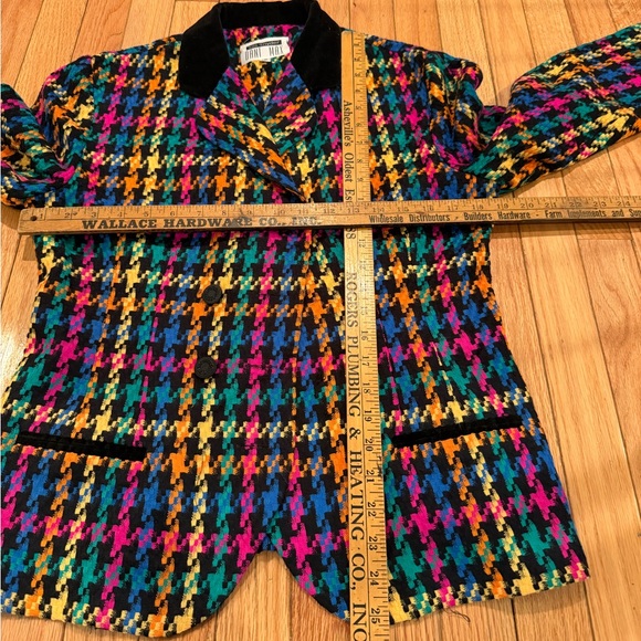 VTG Multicolor Houndstooth Women's Jacket dopamine preppy tennis prep - Picture 3 of 6